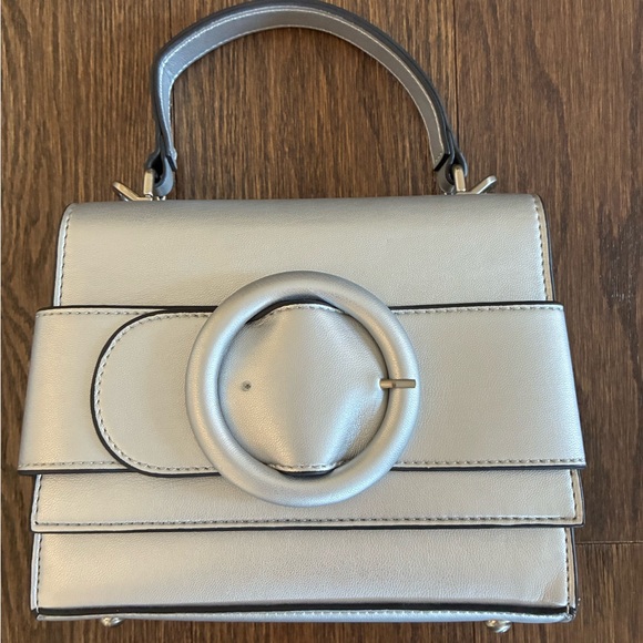 Satchel by Future Collective, Top-Handle w Cross Body Strap Silver Belt Design 🩶 - Picture 10 of 11